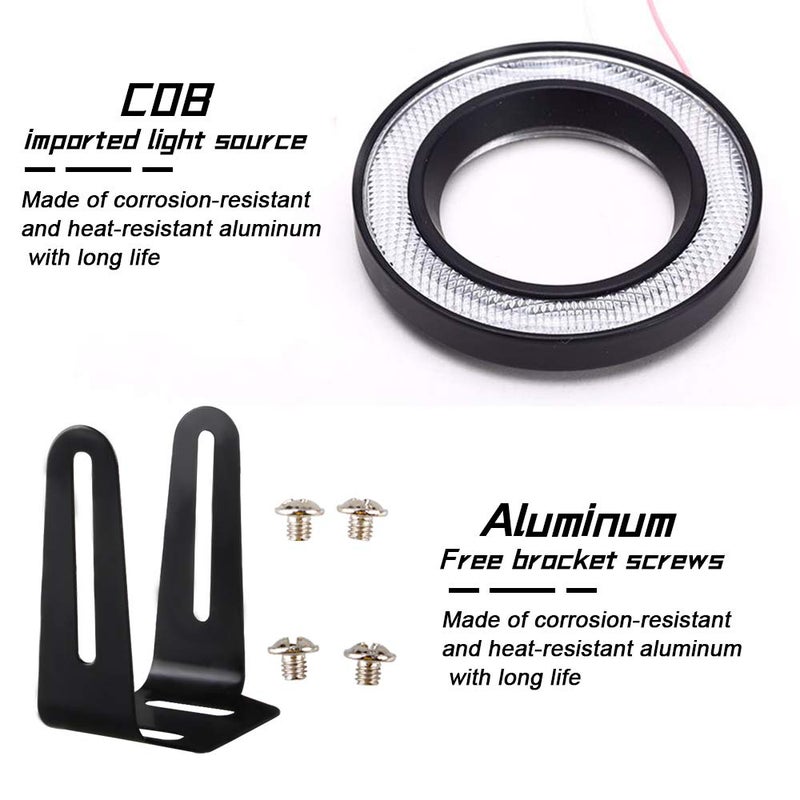KaiDengZhe 2PCS Super Bright 3" Projector Universal LED Fog Light 12V 10W White COB Halo Angel Eye Rings For Moto Headlight Car Daytime Running Light DRL Driving Light Fog Light Bulb - Image 4